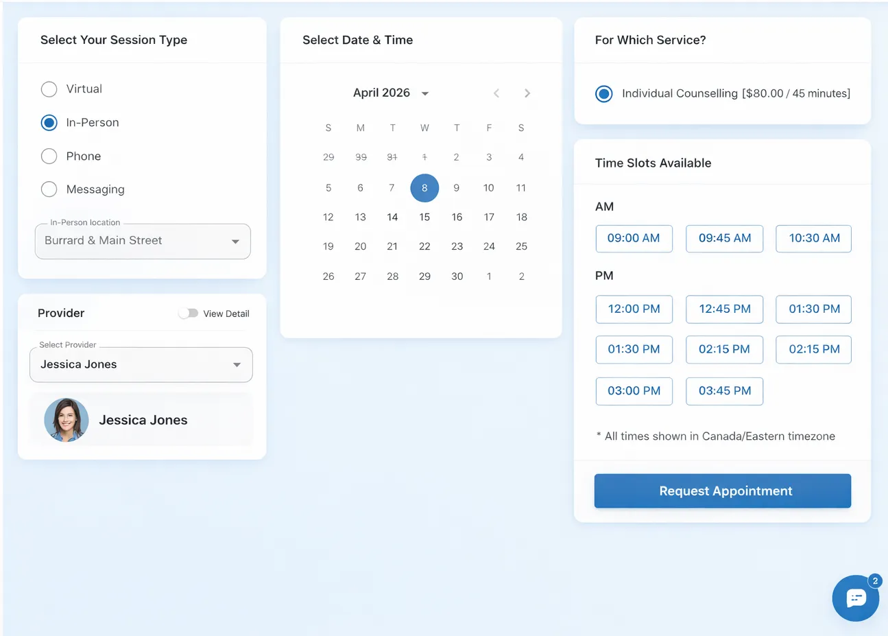 NousTalk Client Portal - Provider Availability